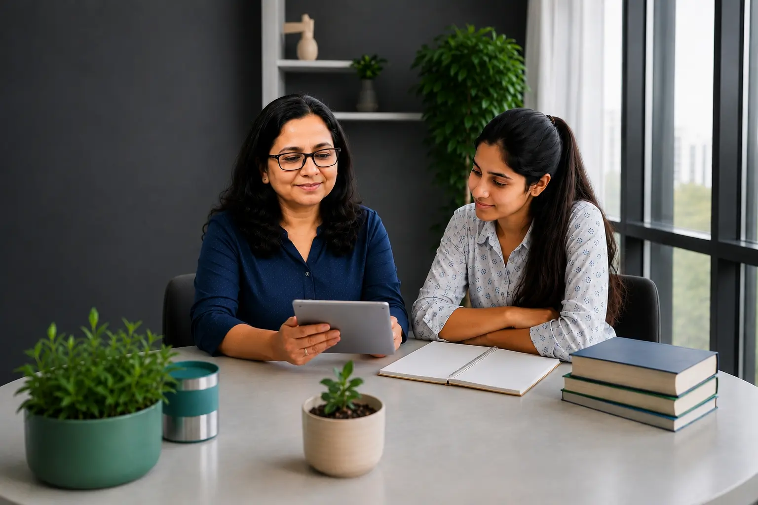 CareerZenx career counsellor reviewing a personalized capability assessment report with a 10+2 student in Kolkata